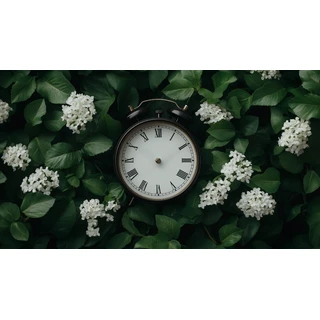 Antique White Flowers Scenic Clock Dial