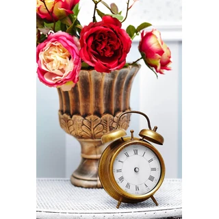 Retro Red Flowers Scenic Clock Dial