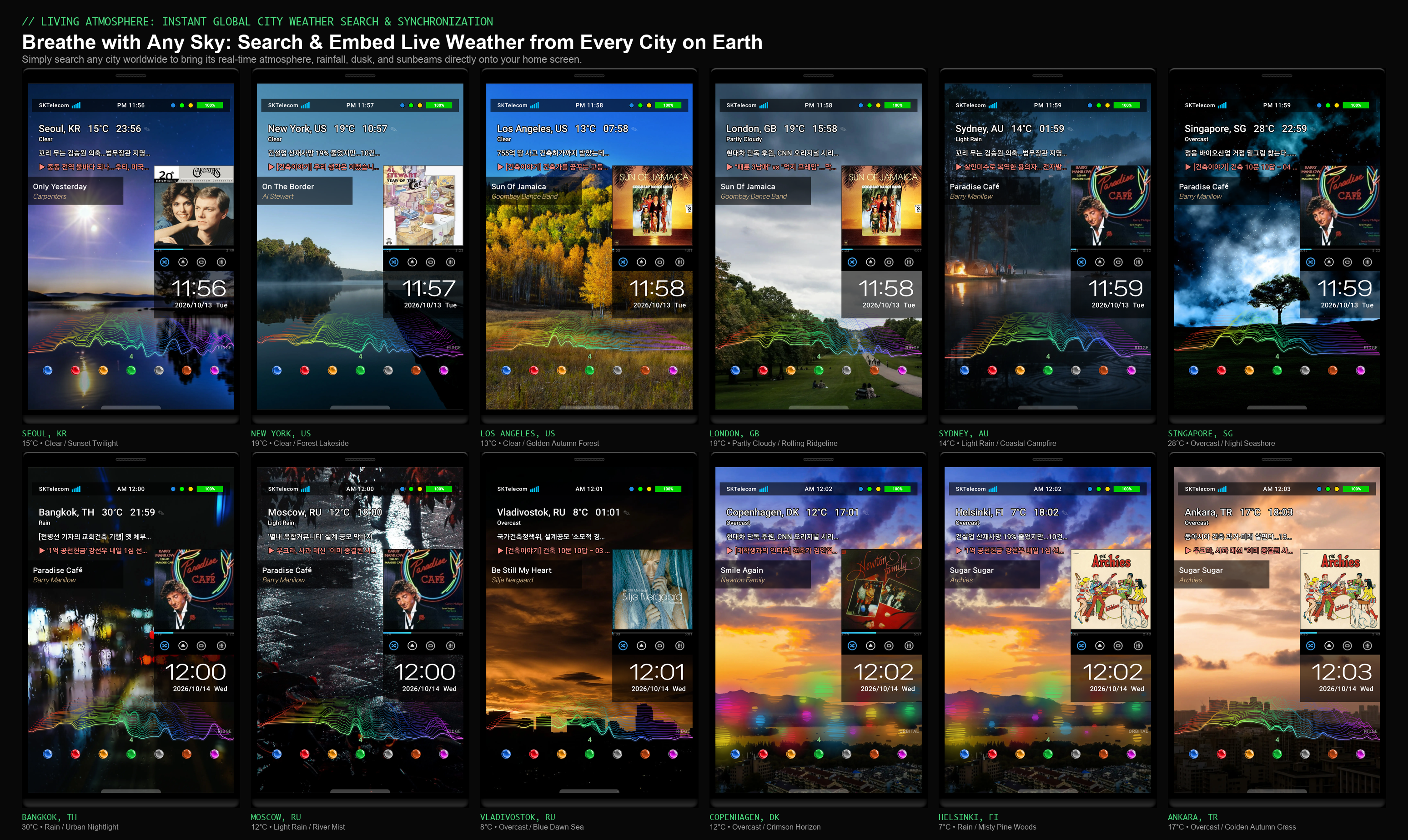 krapht live launcher Global City Search & Weather Matrix