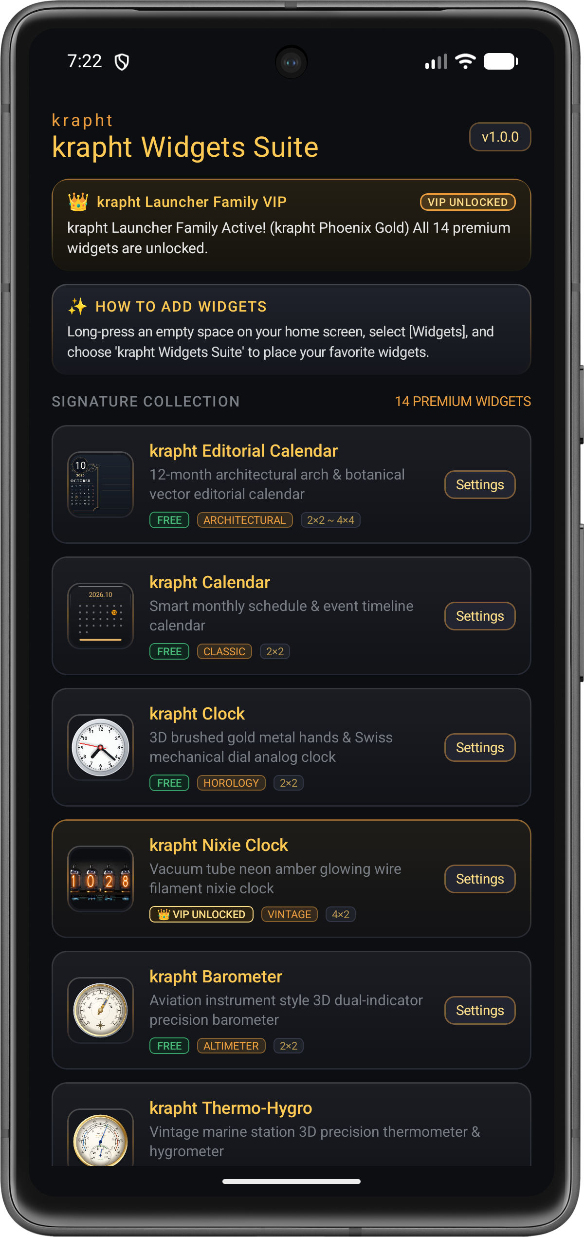 krapht Widgets Suite Master Index