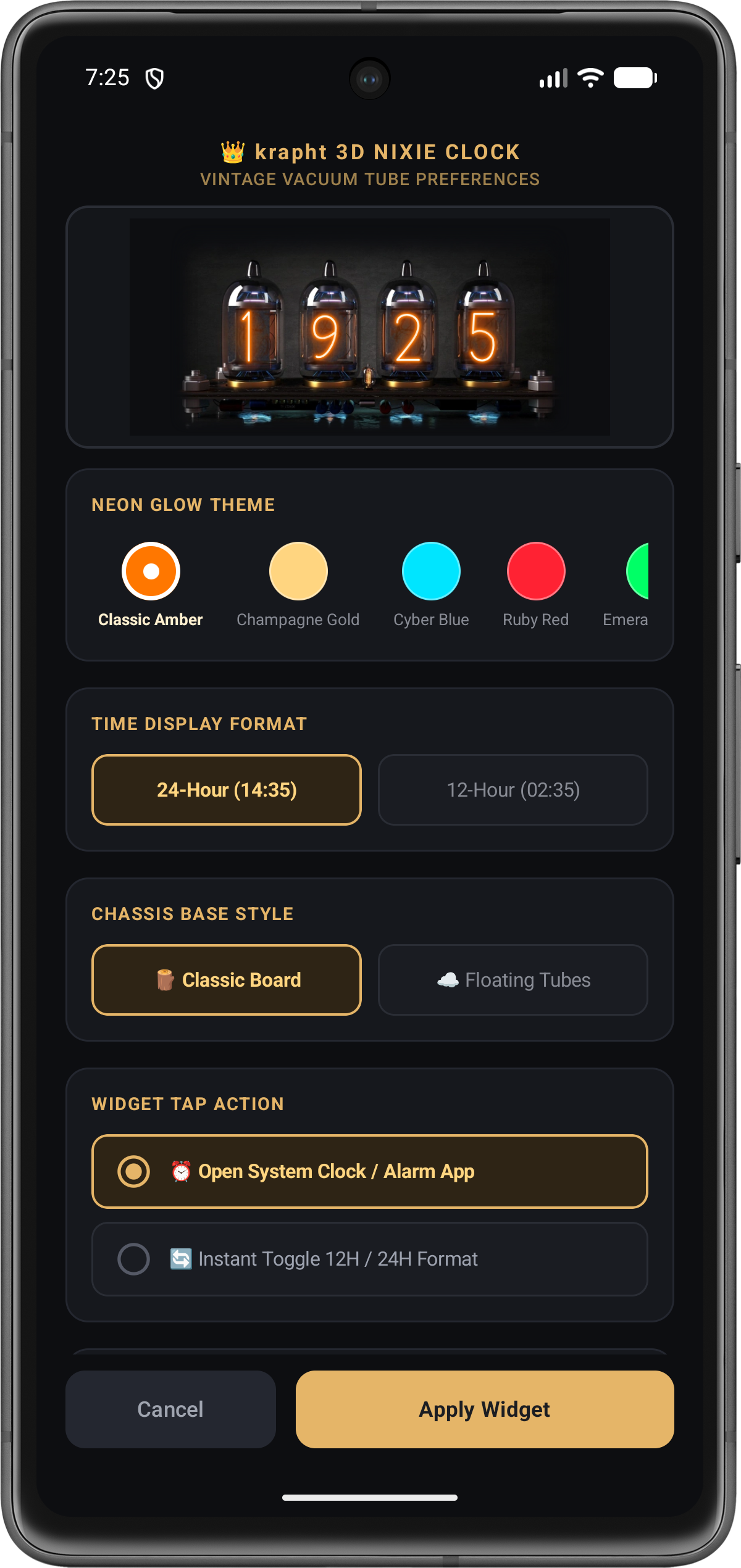 krapht 3D Nixie Tube Clock Preferences