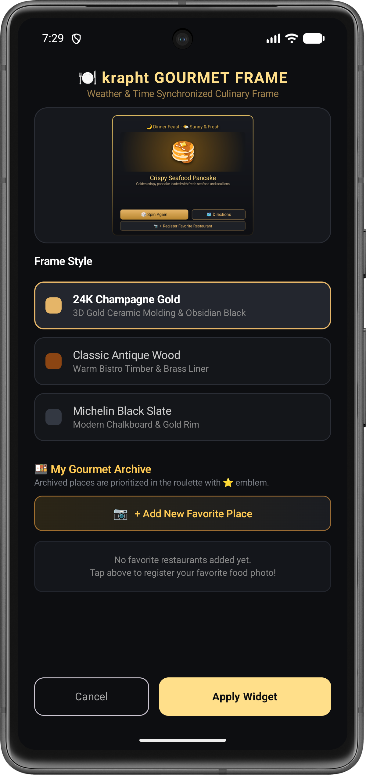 Gourmet Widget Preview