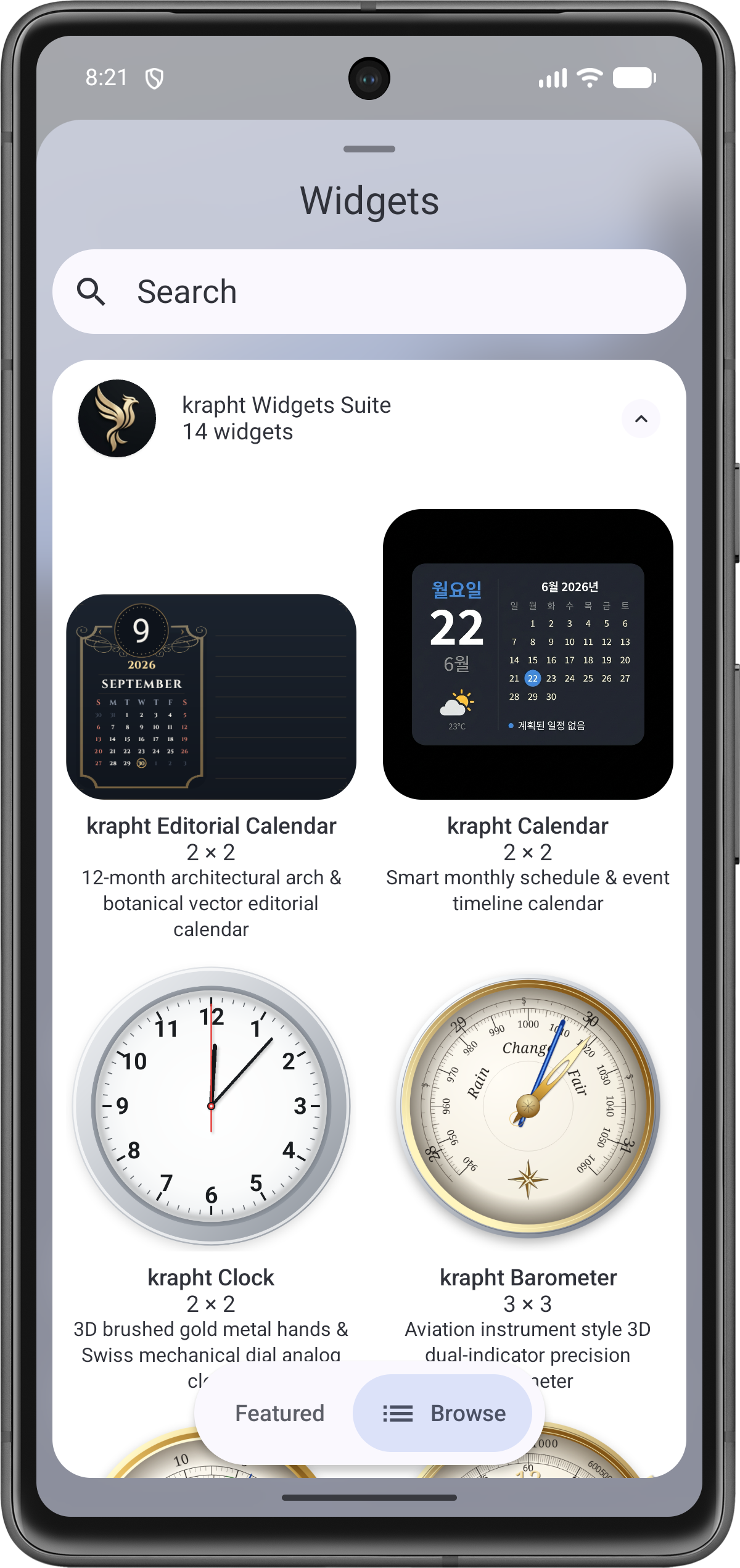 Select krapht Widgets Suite from List